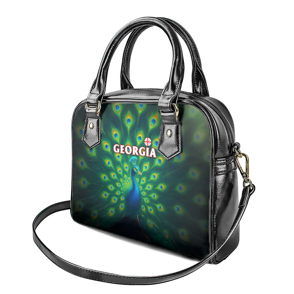 Georgia Peacock Shoulder Handbag with Slay in Silence Shine Like a Peacock Design TS04