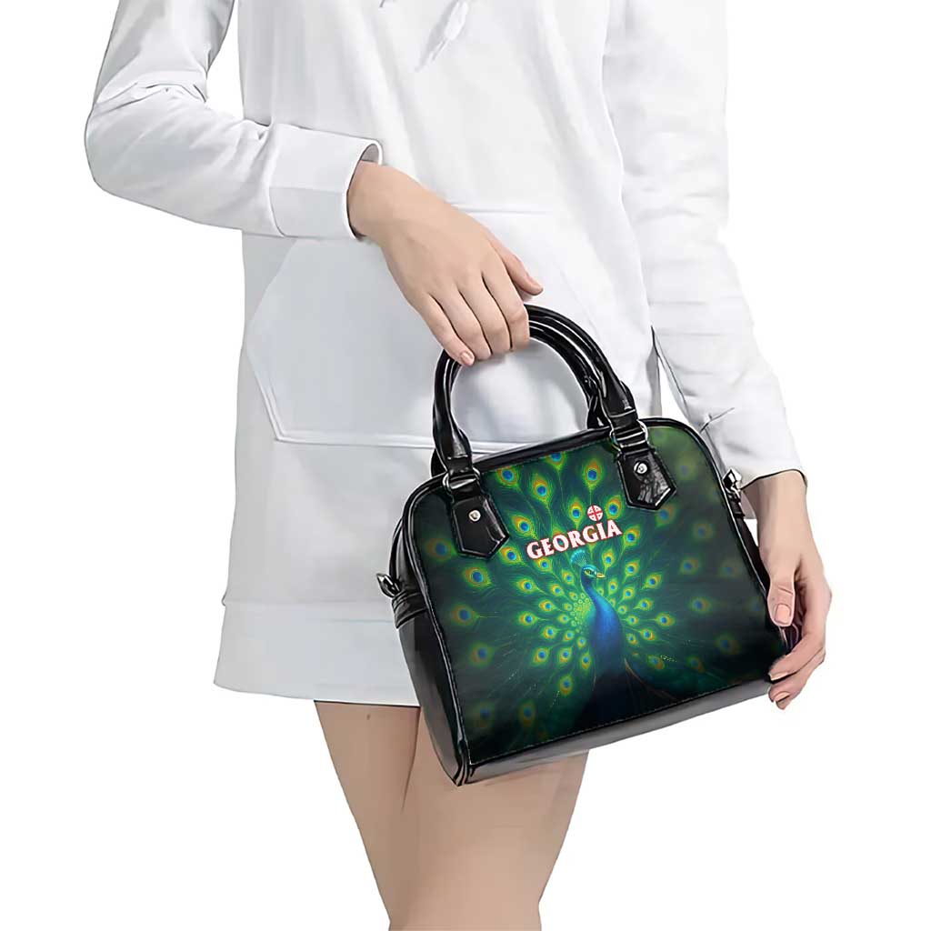 Georgia Peacock Shoulder Handbag with Slay in Silence Shine Like a Peacock Design TS04