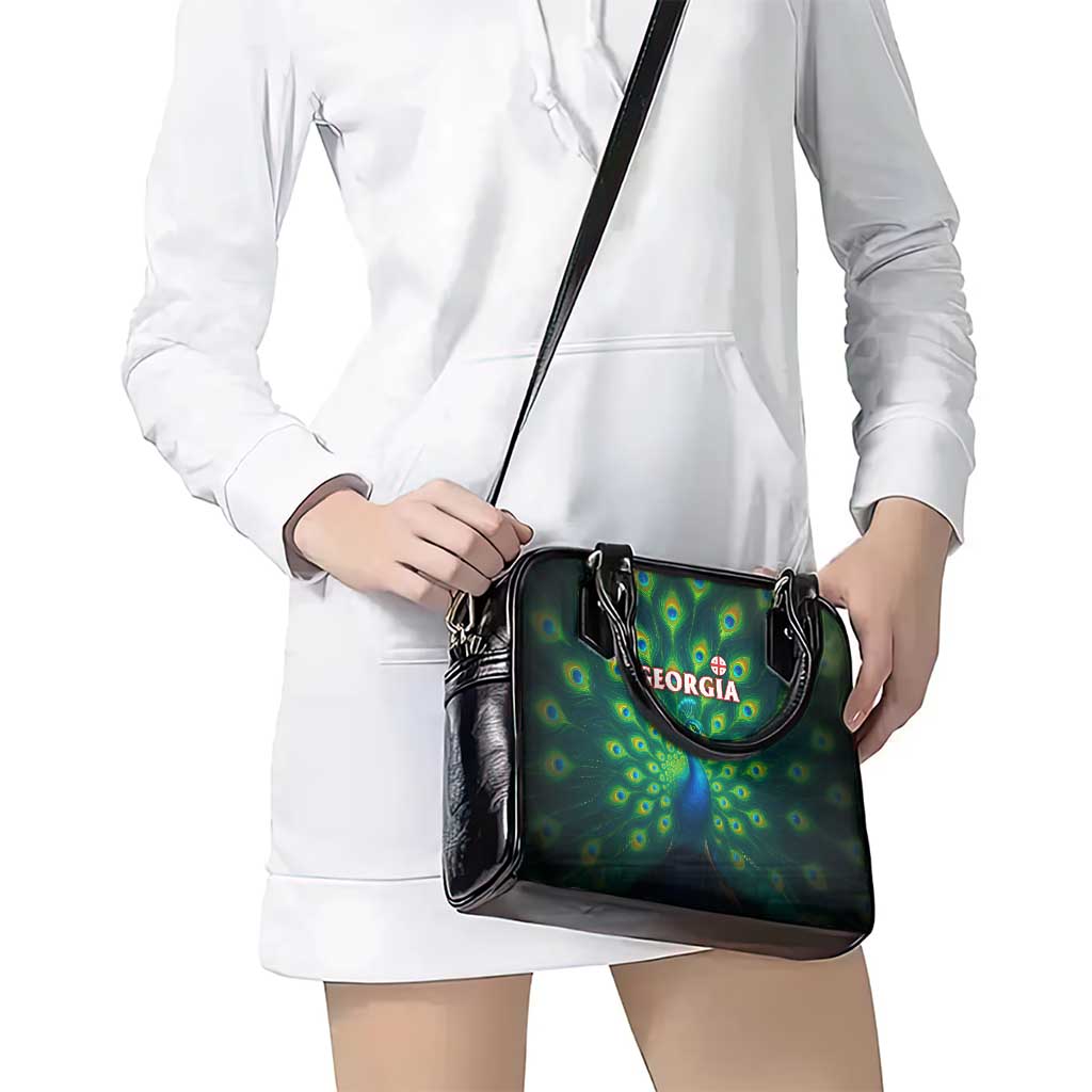 Georgia Peacock Shoulder Handbag with Slay in Silence Shine Like a Peacock Design TS04