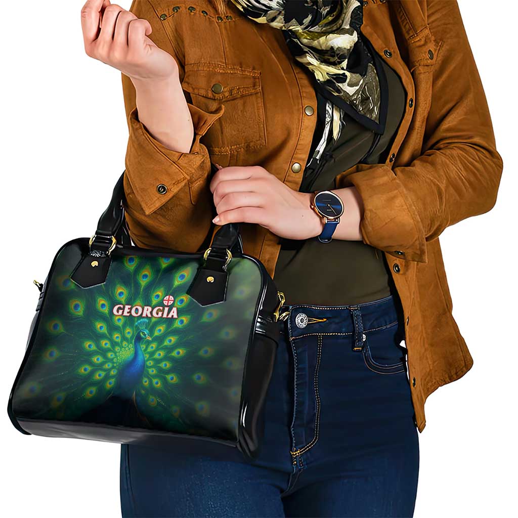 Georgia Peacock Shoulder Handbag with Slay in Silence Shine Like a Peacock Design TS04