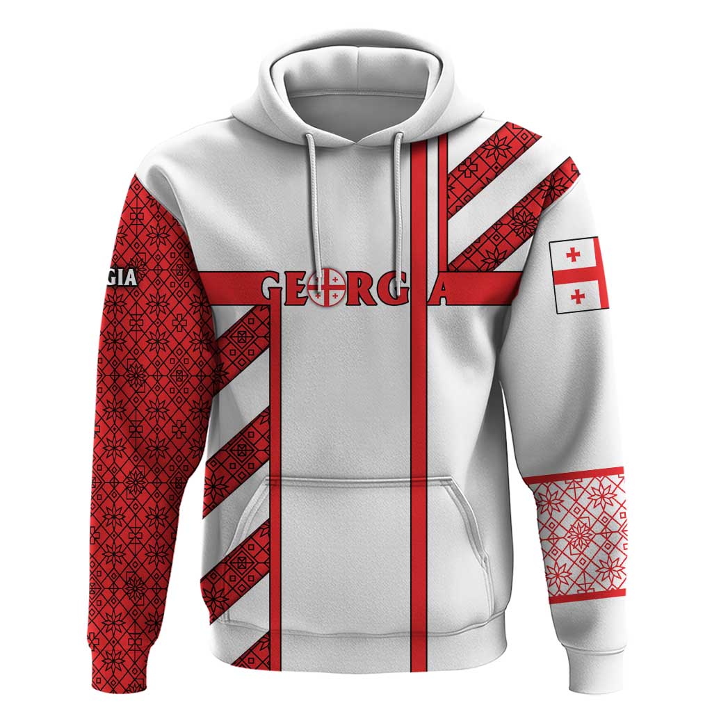 Georgia Hoodie with Red Cross and Golden Lions Emblem Never Bows Design TS04