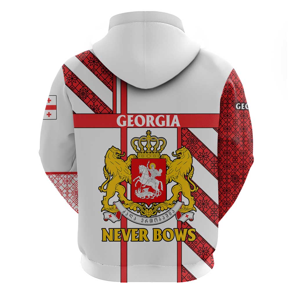 Georgia Hoodie with Red Cross and Golden Lions Emblem Never Bows Design TS04