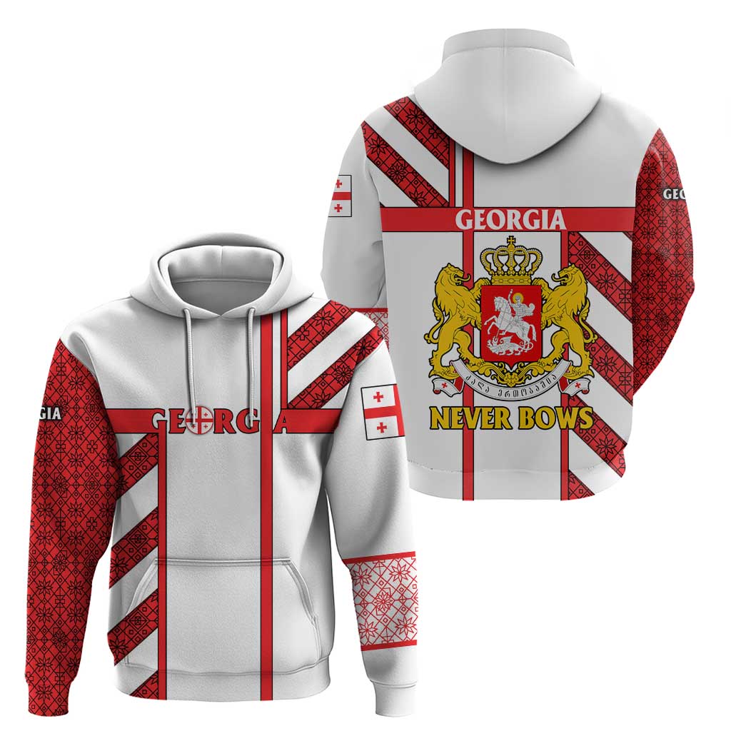 Georgia Hoodie with Red Cross and Golden Lions Emblem Never Bows Design TS04