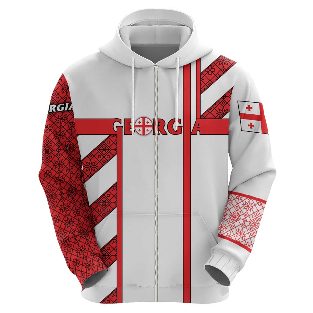 Georgia Hoodie with Red Cross and Golden Lions Emblem Never Bows Design TS04