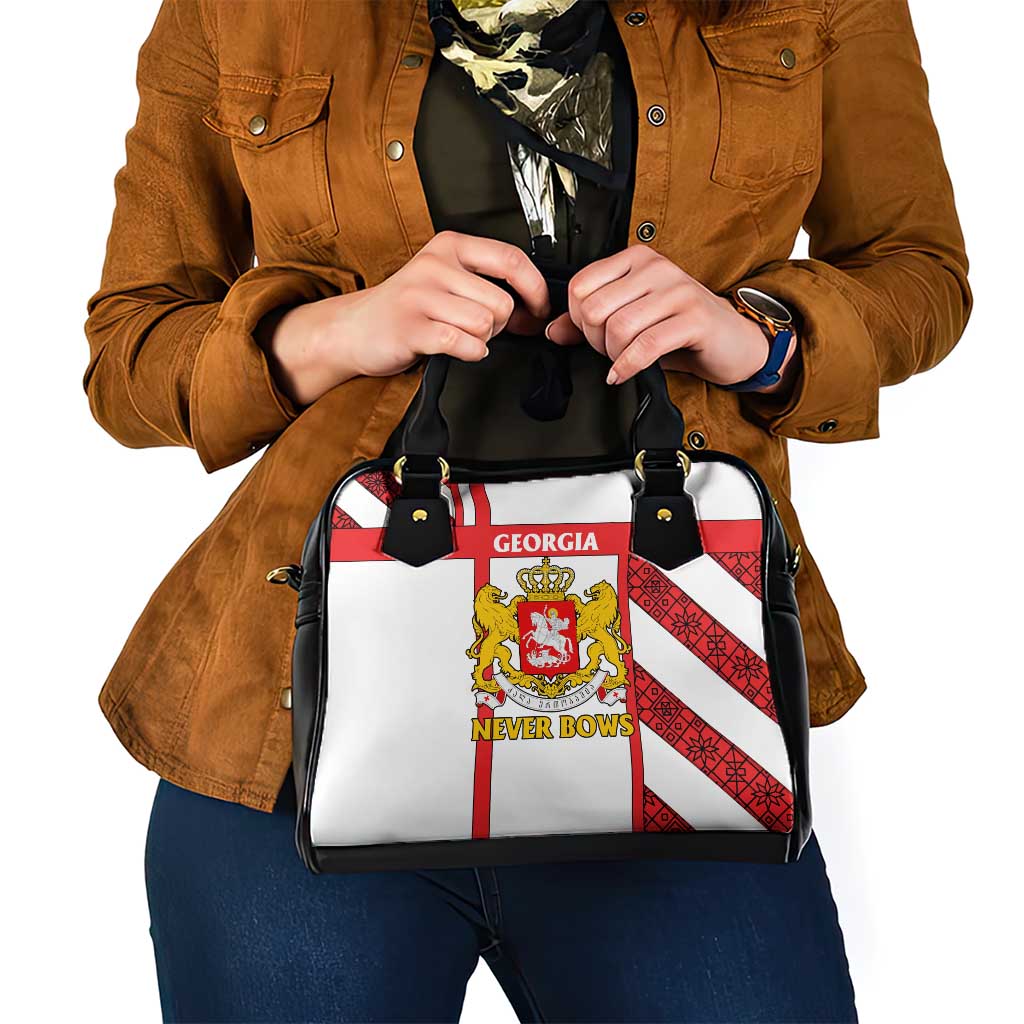 Georgia Shoulder Handbag with Red Cross and Golden Lions Emblem Never Bows Design TS04