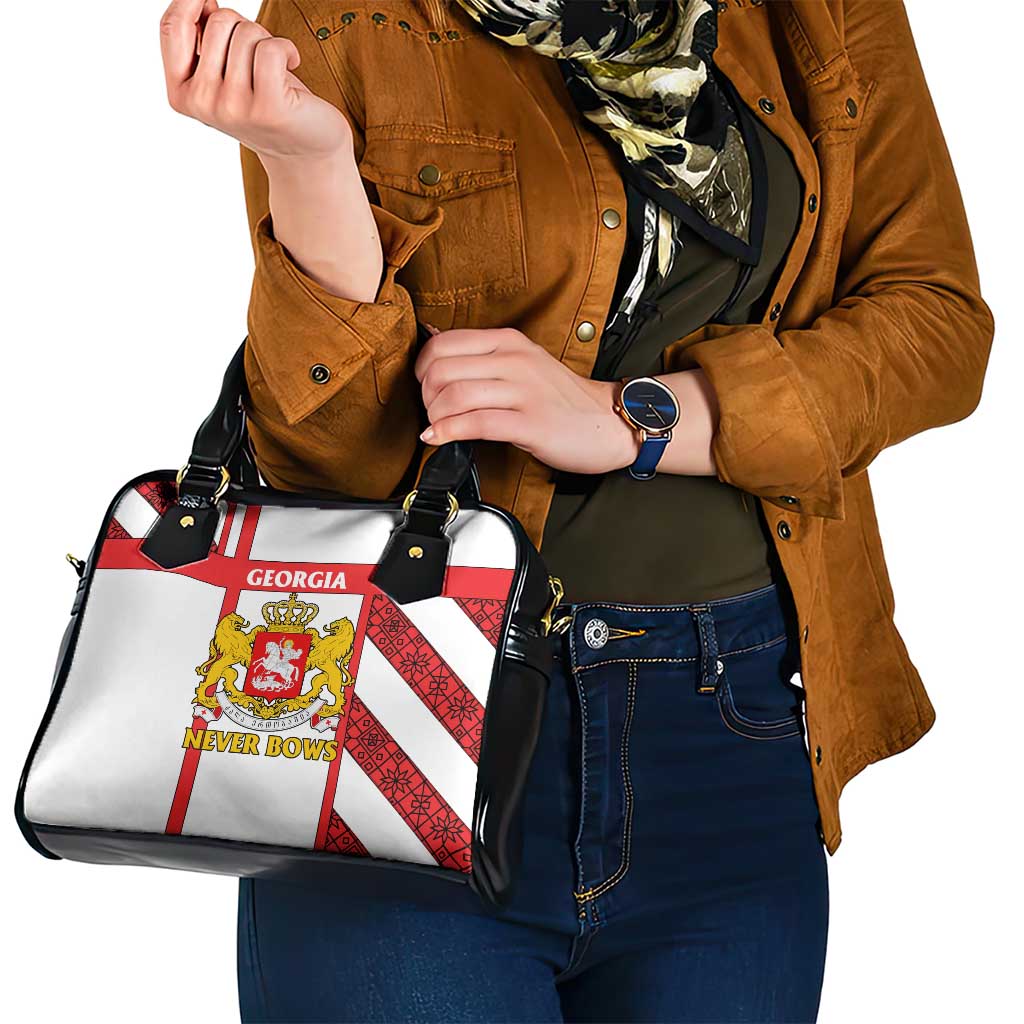 Georgia Shoulder Handbag with Red Cross and Golden Lions Emblem Never Bows Design TS04