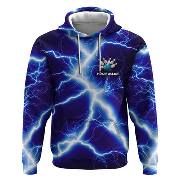 Snake and Bowling Ball Design Hoodie with Lightning Background and Custom Team Name Text TS04