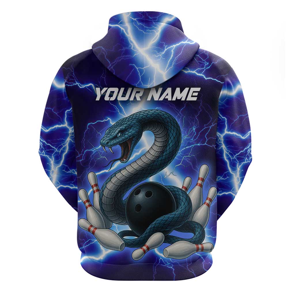 Snake and Bowling Ball Design Hoodie with Lightning Background and Custom Team Name Text TS04