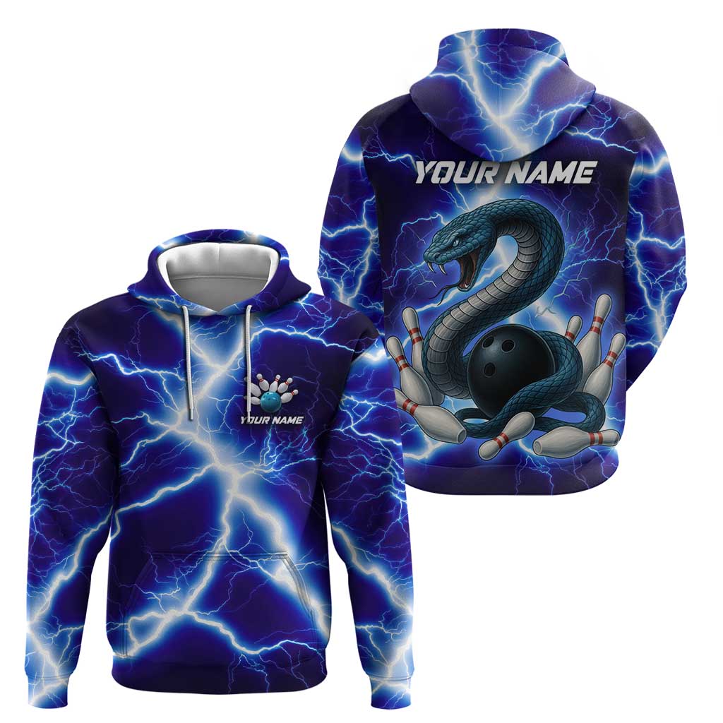 Snake and Bowling Ball Design Hoodie with Lightning Background and Custom Team Name Text TS04
