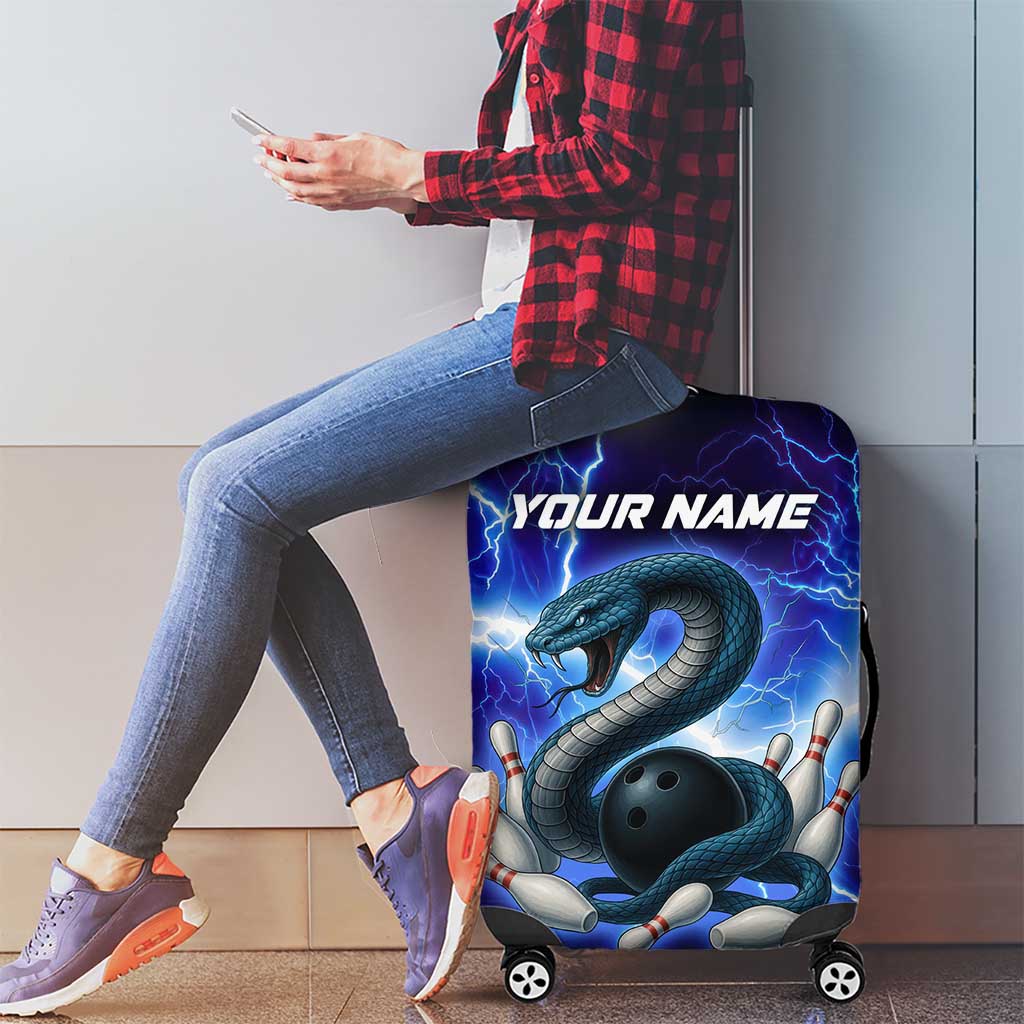 Snake and Bowling Ball Design Luggage Cover with Lightning Background and Custom Team Name Text TS04