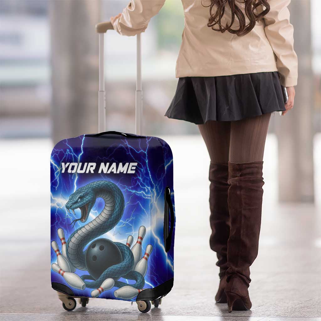 Snake and Bowling Ball Design Luggage Cover with Lightning Background and Custom Team Name Text TS04