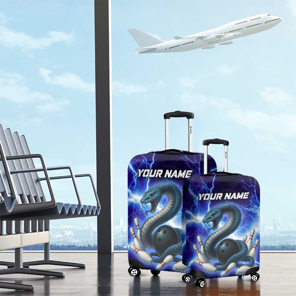 Snake and Bowling Ball Design Luggage Cover with Lightning Background and Custom Team Name Text TS04