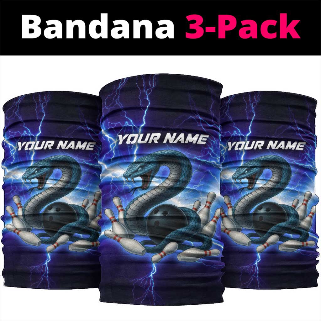 Snake and Bowling Ball Design Neck Gaiter with Lightning Background and Custom Team Name Text TS04