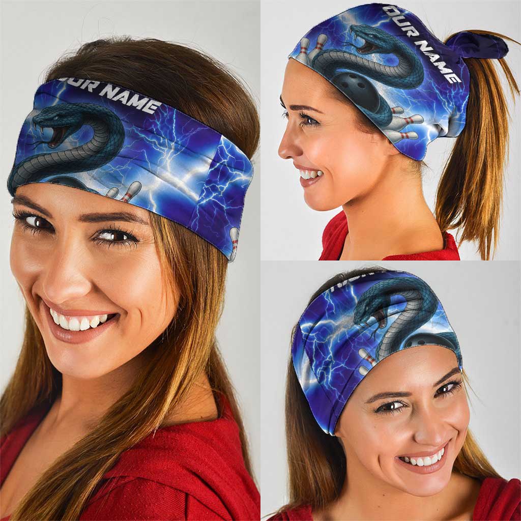 Snake and Bowling Ball Design Neck Gaiter with Lightning Background and Custom Team Name Text TS04