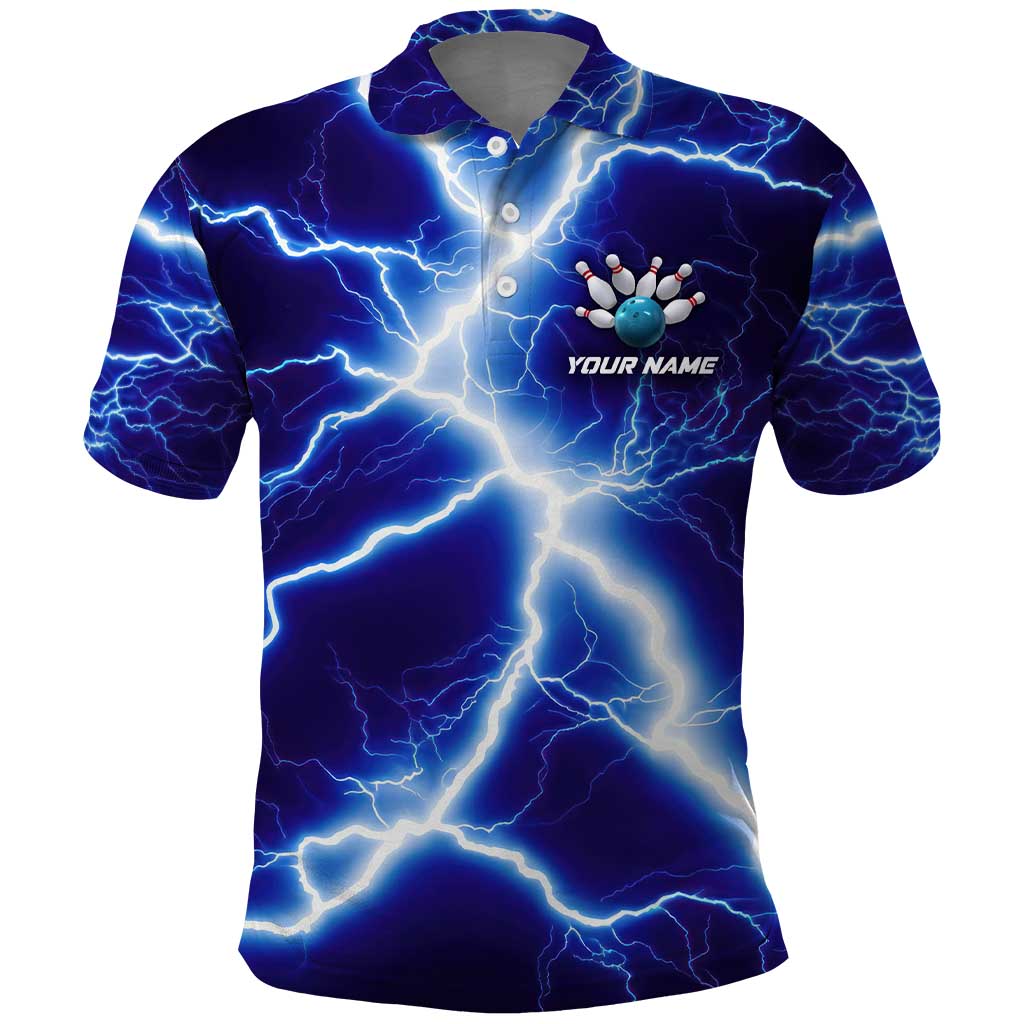 Snake and Bowling Ball Design Polo Shirt with Lightning Background and Custom Team Name Text TS04