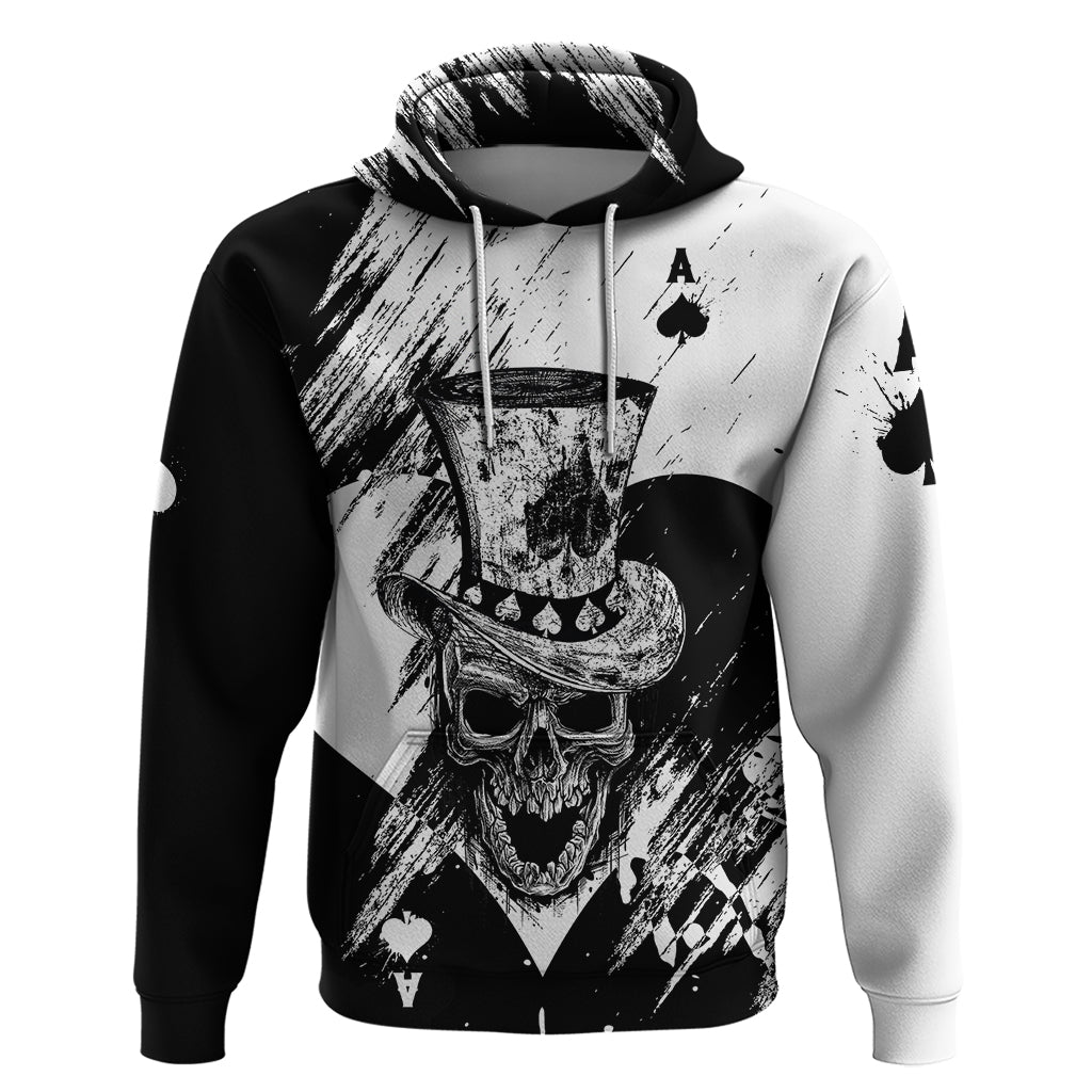 Black Joke Skull Hoodie Spade Ace Grunge Art TS04