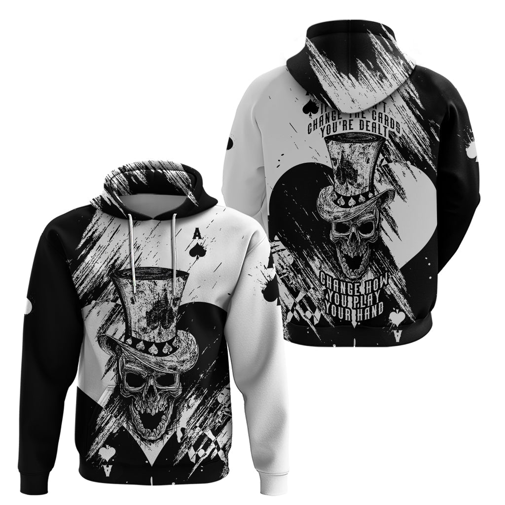 Black Joke Skull Hoodie Spade Ace Grunge Art TS04