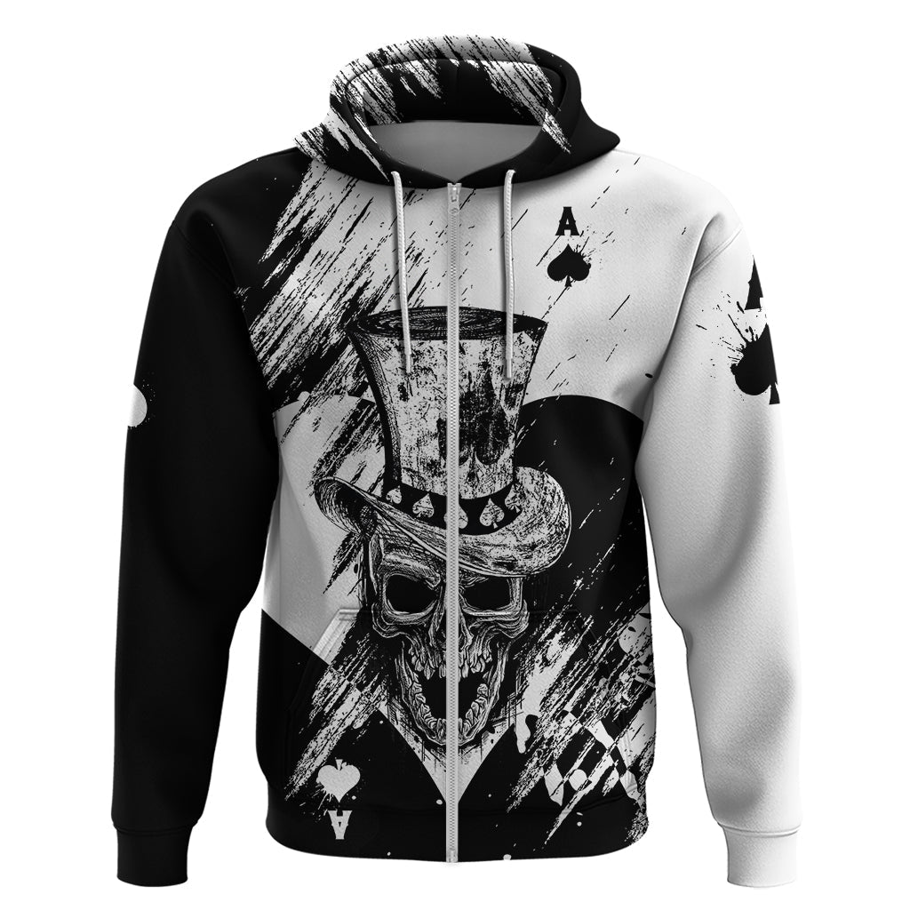 Black Joke Skull Hoodie Spade Ace Grunge Art TS04