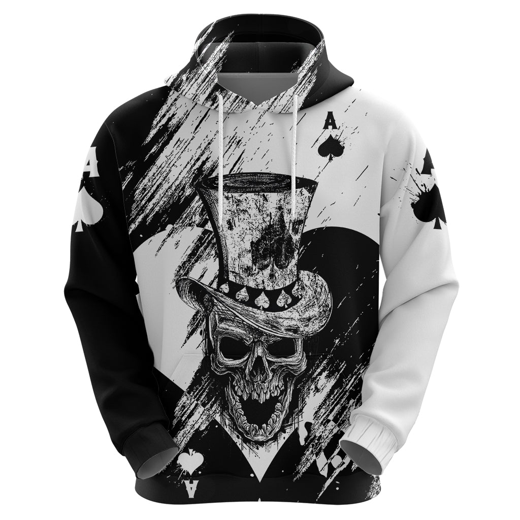 Black Joke Skull Hoodie Spade Ace Grunge Art TS04