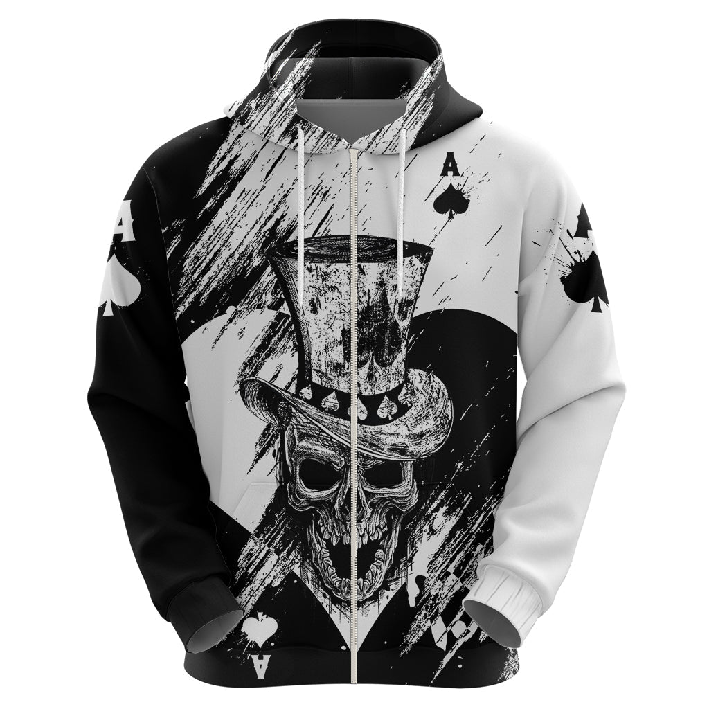 Black Joke Skull Hoodie Spade Ace Grunge Art TS04