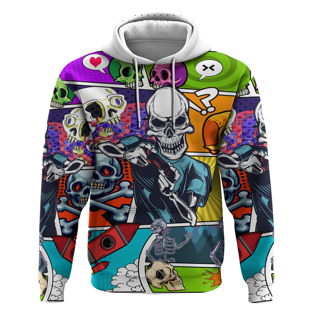 Comic Skull Hoodie Pop Art Cartoon Skull Funny TS04