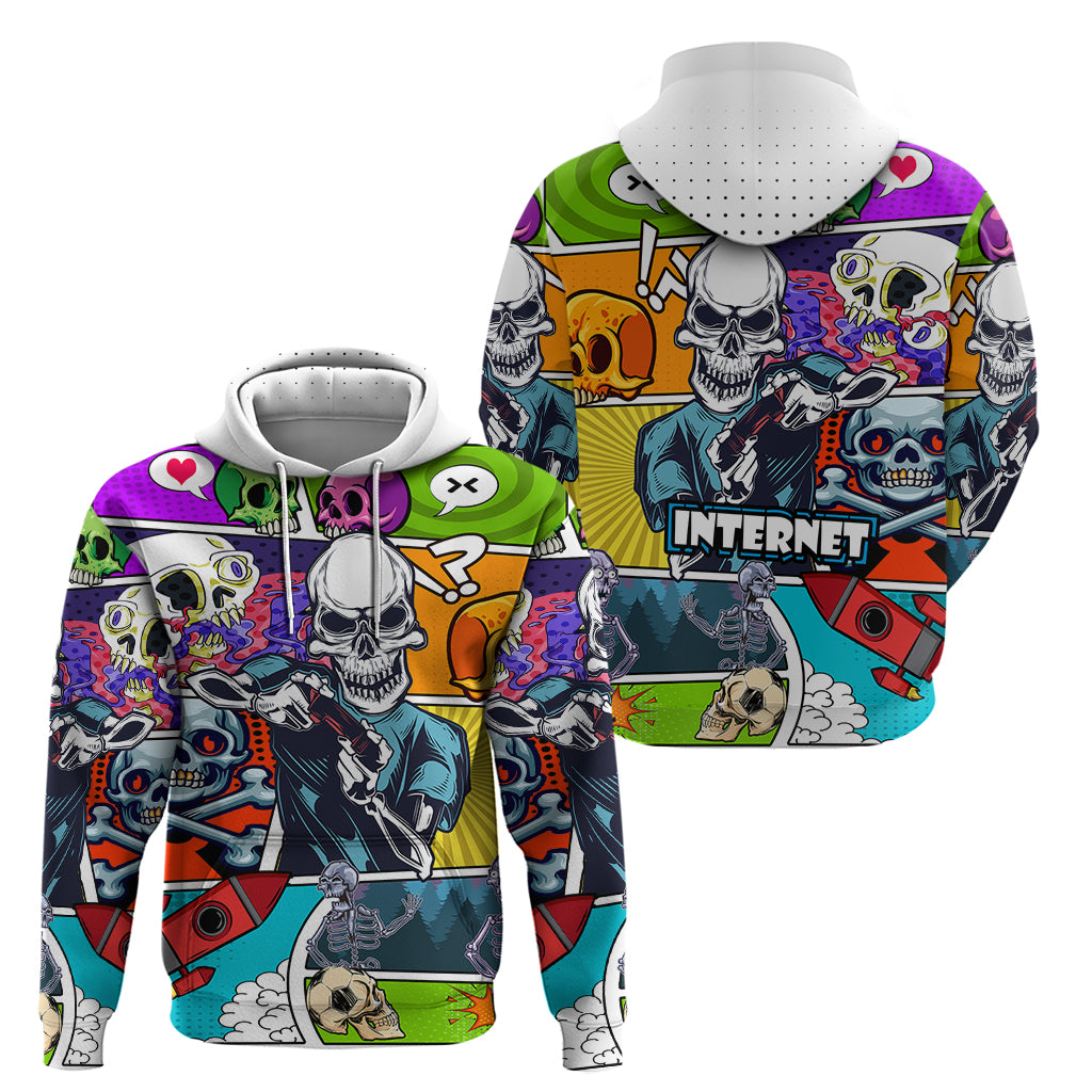 Comic Skull Hoodie Pop Art Cartoon Skull Funny TS04