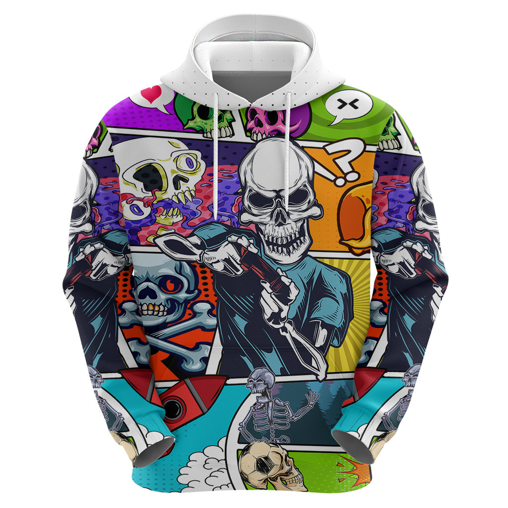 Comic Skull Hoodie Pop Art Cartoon Skull Funny TS04