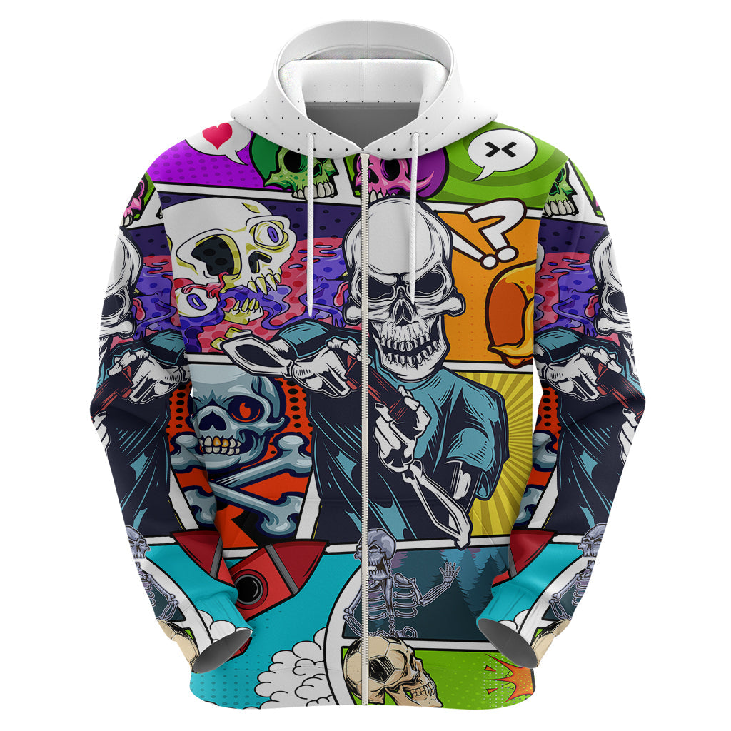 Comic Skull Hoodie Pop Art Cartoon Skull Funny TS04
