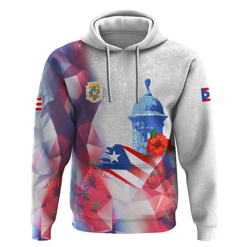 Puerto Rico Hoodie with Coqui Frog, Hibiscus Flowers, and Flag Landmark Design TS04