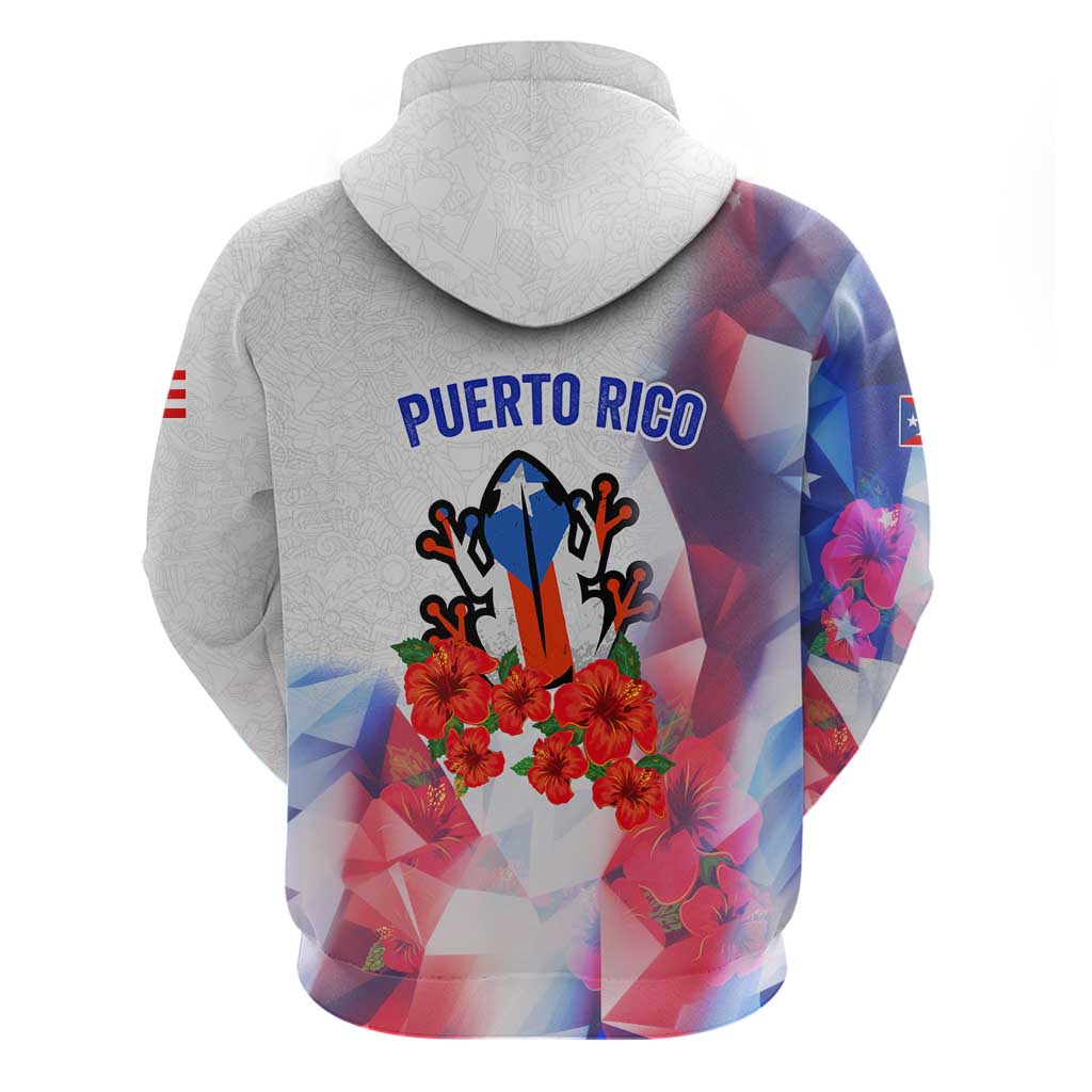 Puerto Rico Hoodie with Coqui Frog, Hibiscus Flowers, and Flag Landmark Design TS04