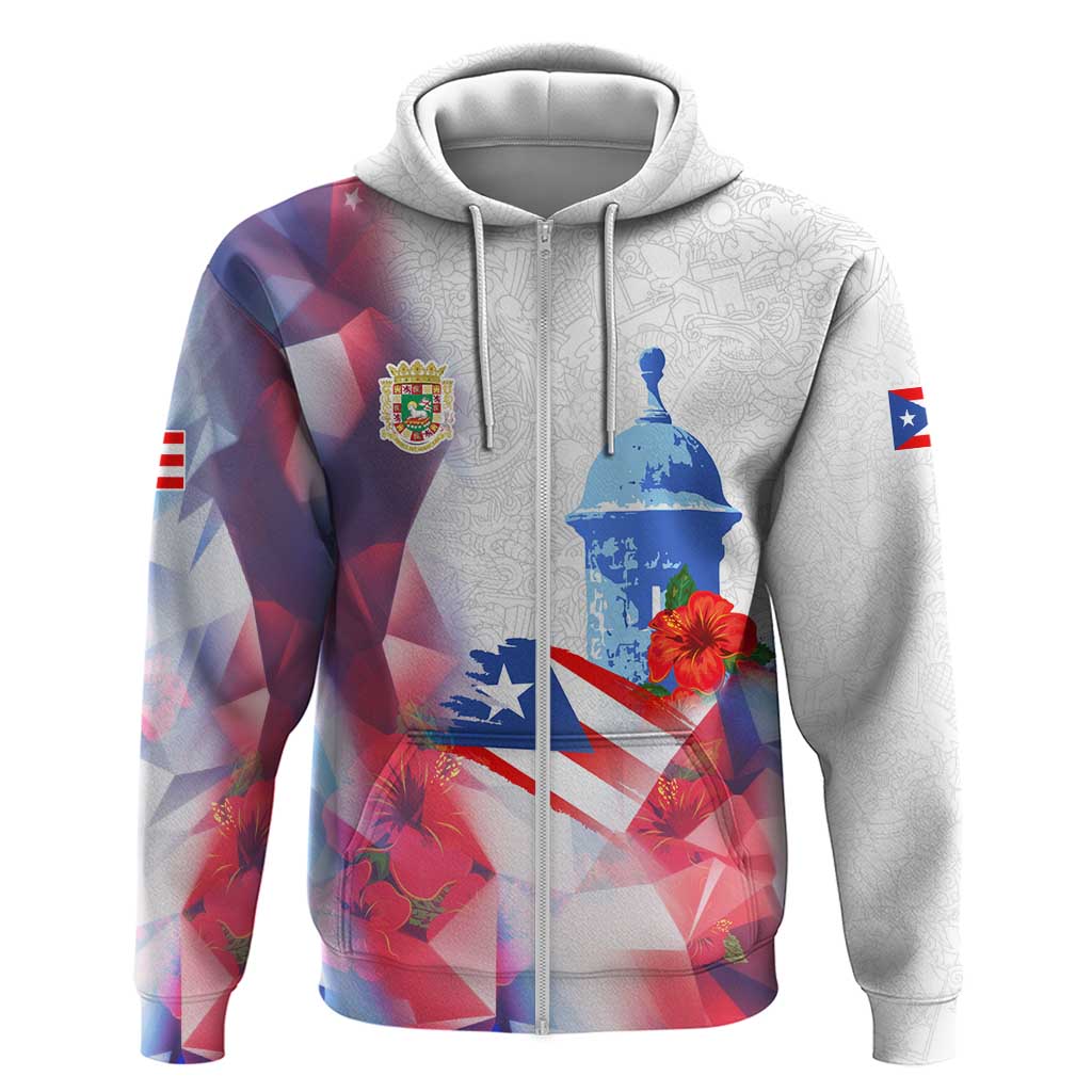 Puerto Rico Hoodie with Coqui Frog, Hibiscus Flowers, and Flag Landmark Design TS04