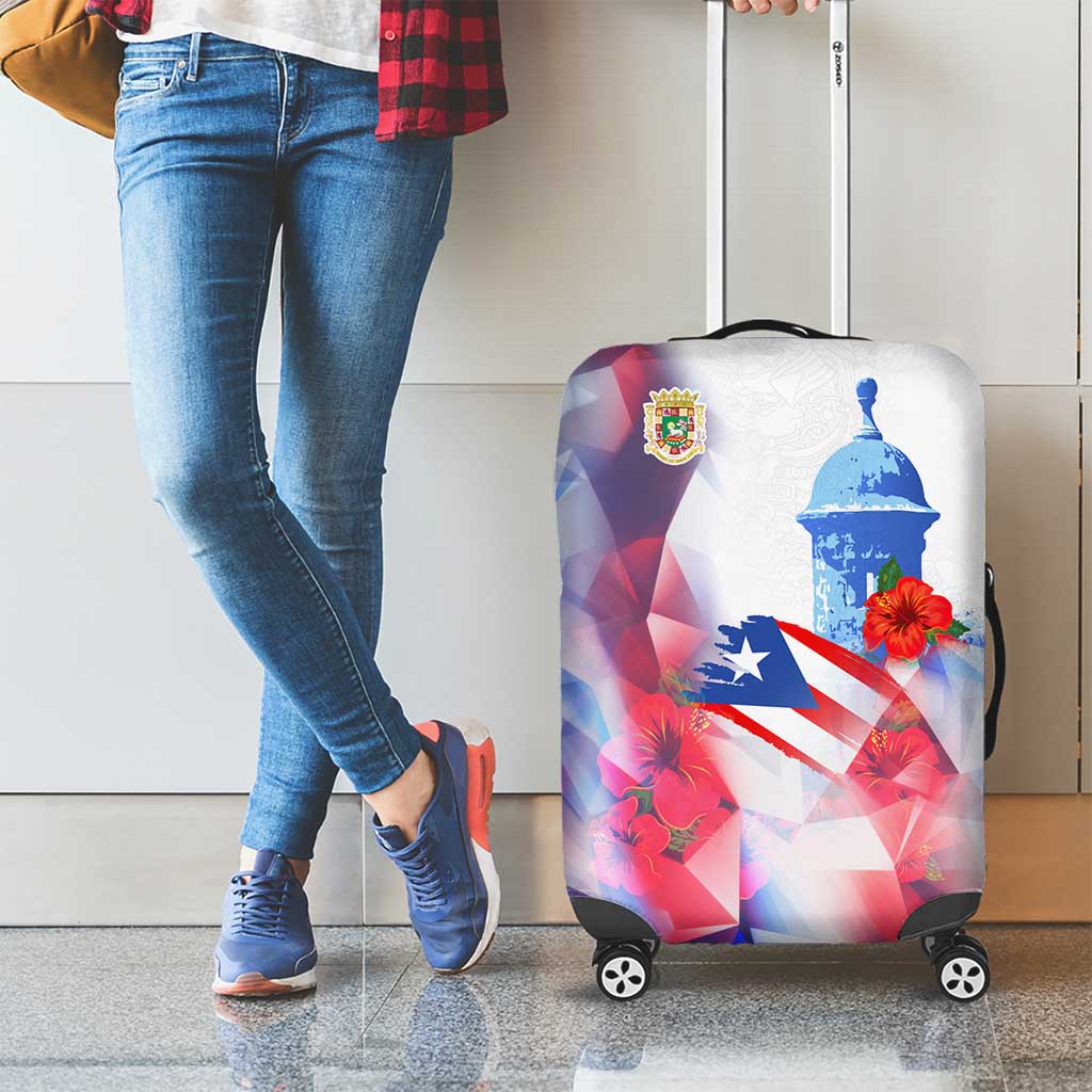 Puerto Rico Luggage Cover with Coqui Frog, Hibiscus Flowers, and Flag Landmark Design TS04