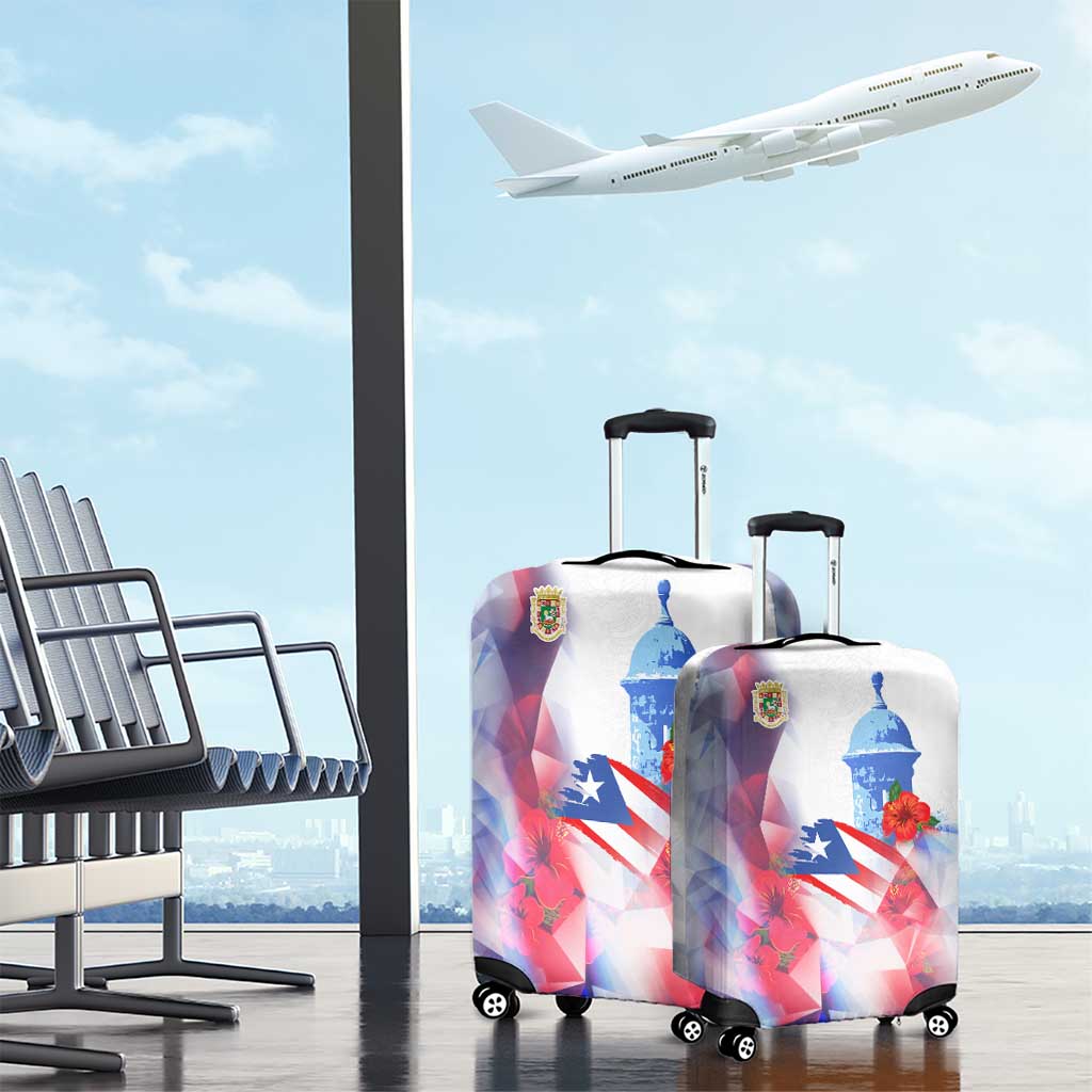 Puerto Rico Luggage Cover with Coqui Frog, Hibiscus Flowers, and Flag Landmark Design TS04