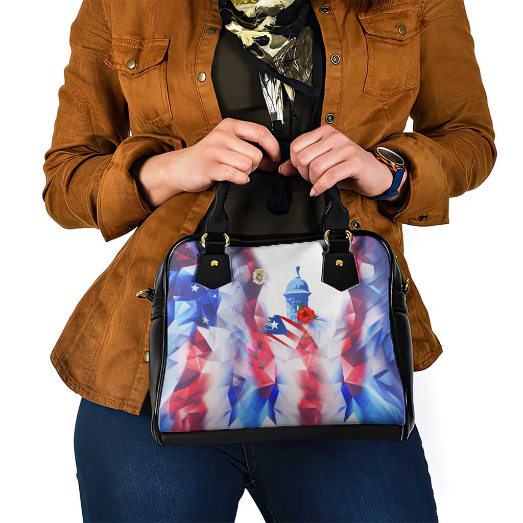 Puerto Rico Shoulder Handbag with Coqui Frog, Hibiscus Flowers, and Flag Landmark Design TS04