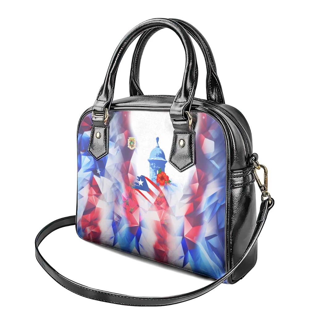 Puerto Rico Shoulder Handbag with Coqui Frog, Hibiscus Flowers, and Flag Landmark Design TS04