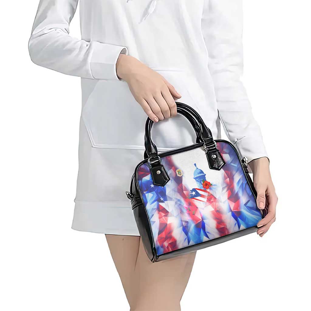 Puerto Rico Shoulder Handbag with Coqui Frog, Hibiscus Flowers, and Flag Landmark Design TS04