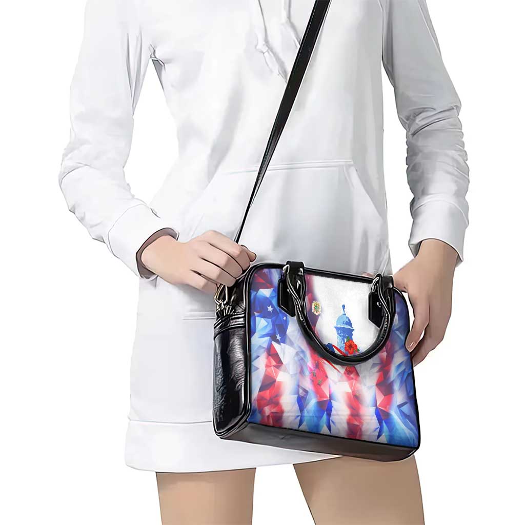 Puerto Rico Shoulder Handbag with Coqui Frog, Hibiscus Flowers, and Flag Landmark Design TS04