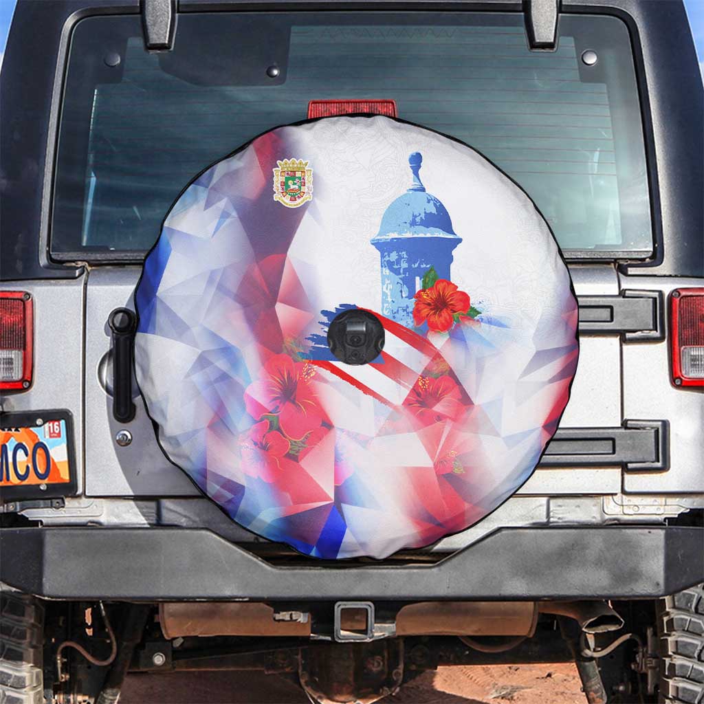 Puerto Rico Spare Tire Cover with Coqui Frog, Hibiscus Flowers, and Flag Landmark Design TS04