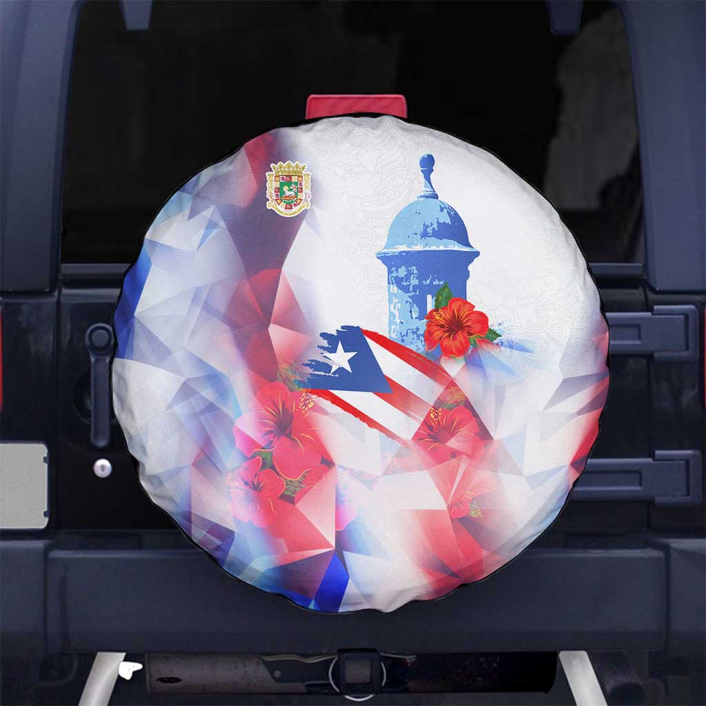 Puerto Rico Spare Tire Cover with Coqui Frog, Hibiscus Flowers, and Flag Landmark Design TS04
