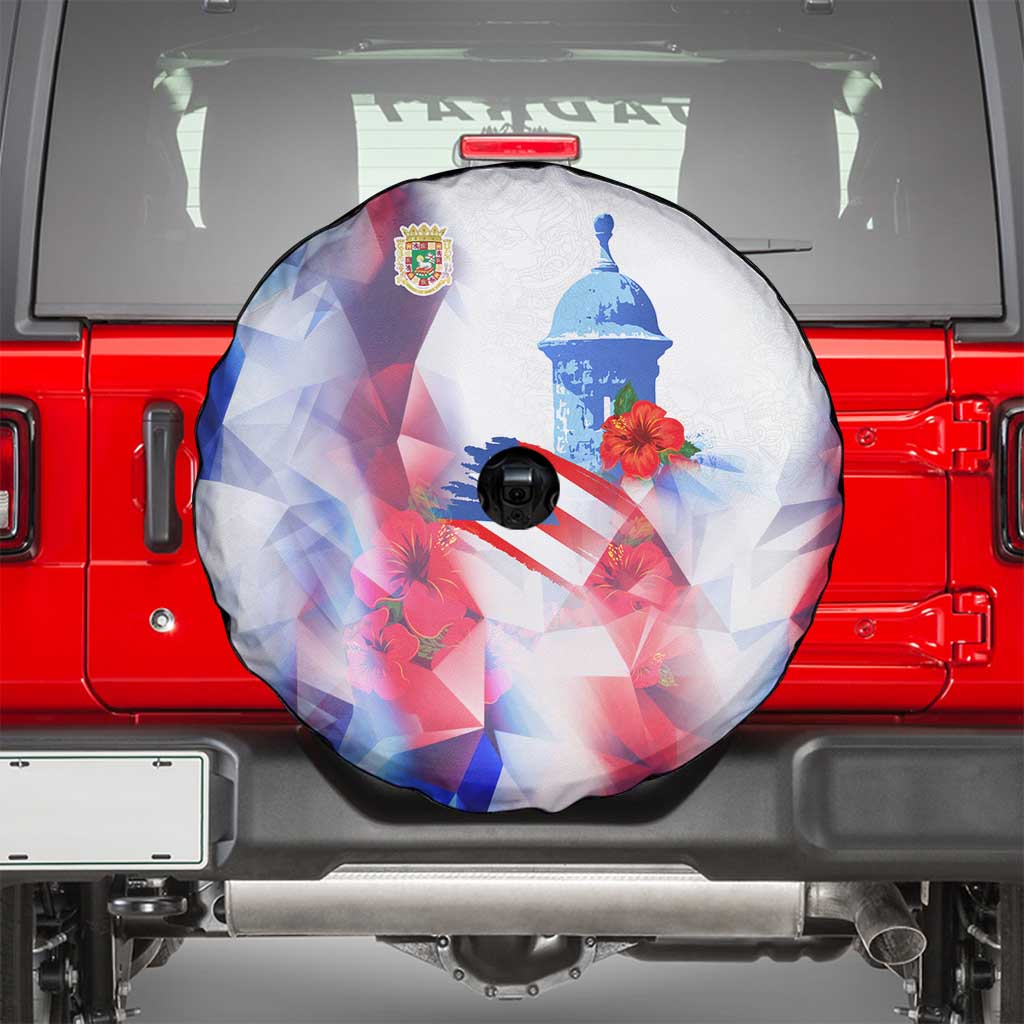 Puerto Rico Spare Tire Cover with Coqui Frog, Hibiscus Flowers, and Flag Landmark Design TS04