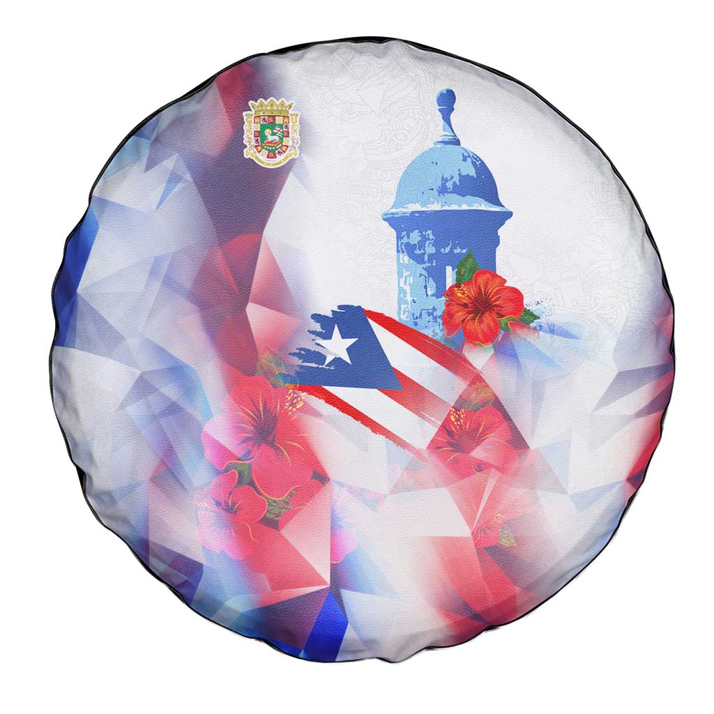 Puerto Rico Spare Tire Cover with Coqui Frog, Hibiscus Flowers, and Flag Landmark Design TS04