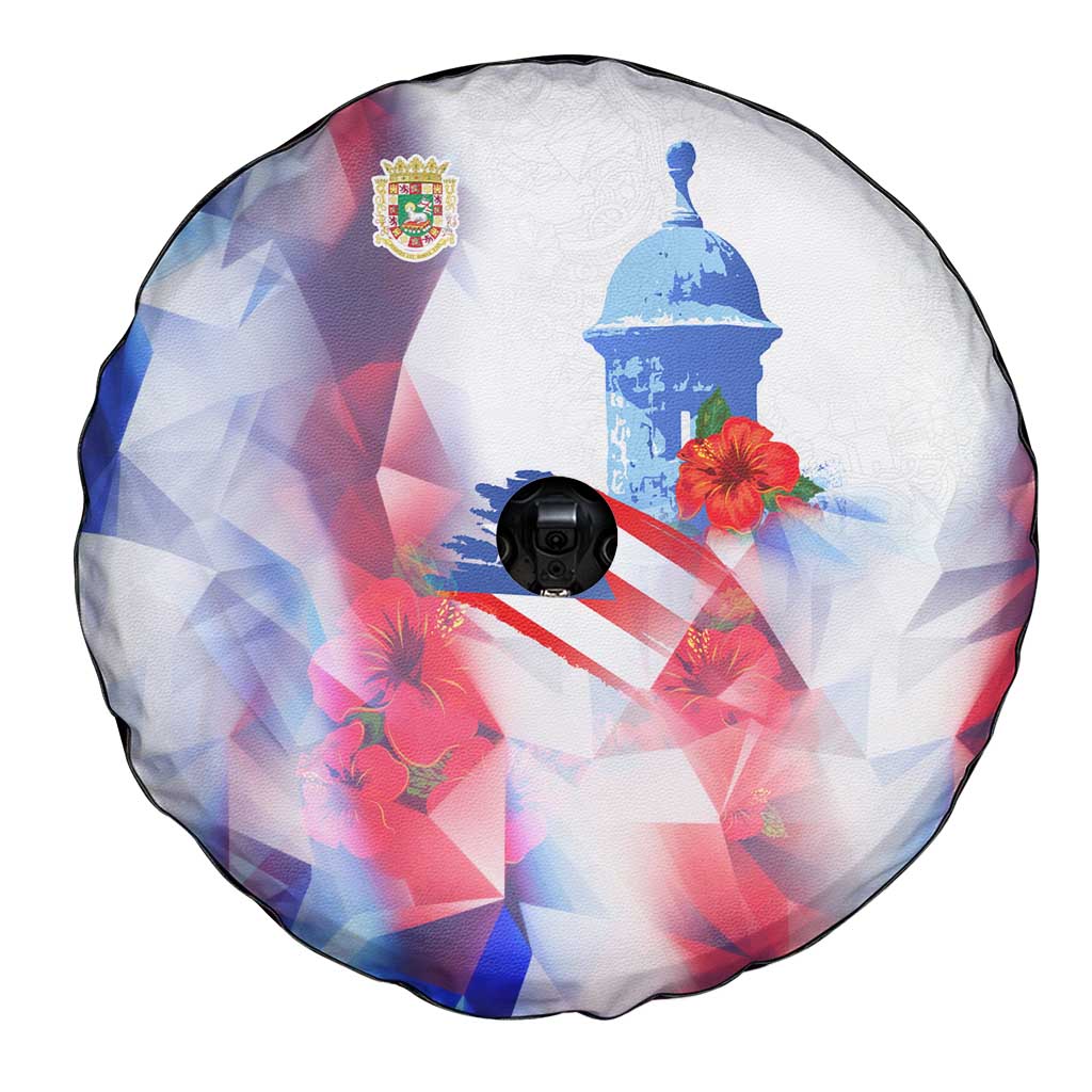 Puerto Rico Spare Tire Cover with Coqui Frog, Hibiscus Flowers, and Flag Landmark Design TS04