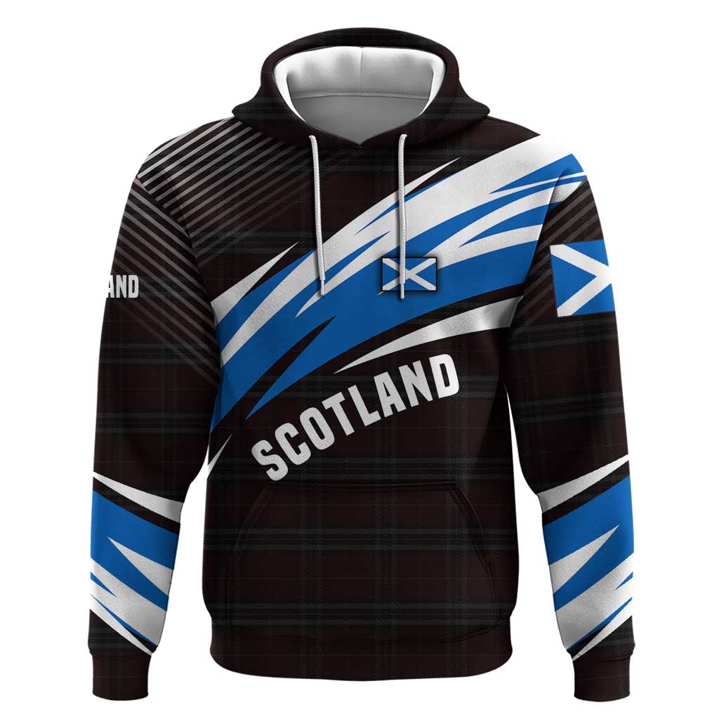Scotland Lion Hoodie with Blue and White Saltire and Tartan Pattern TS04
