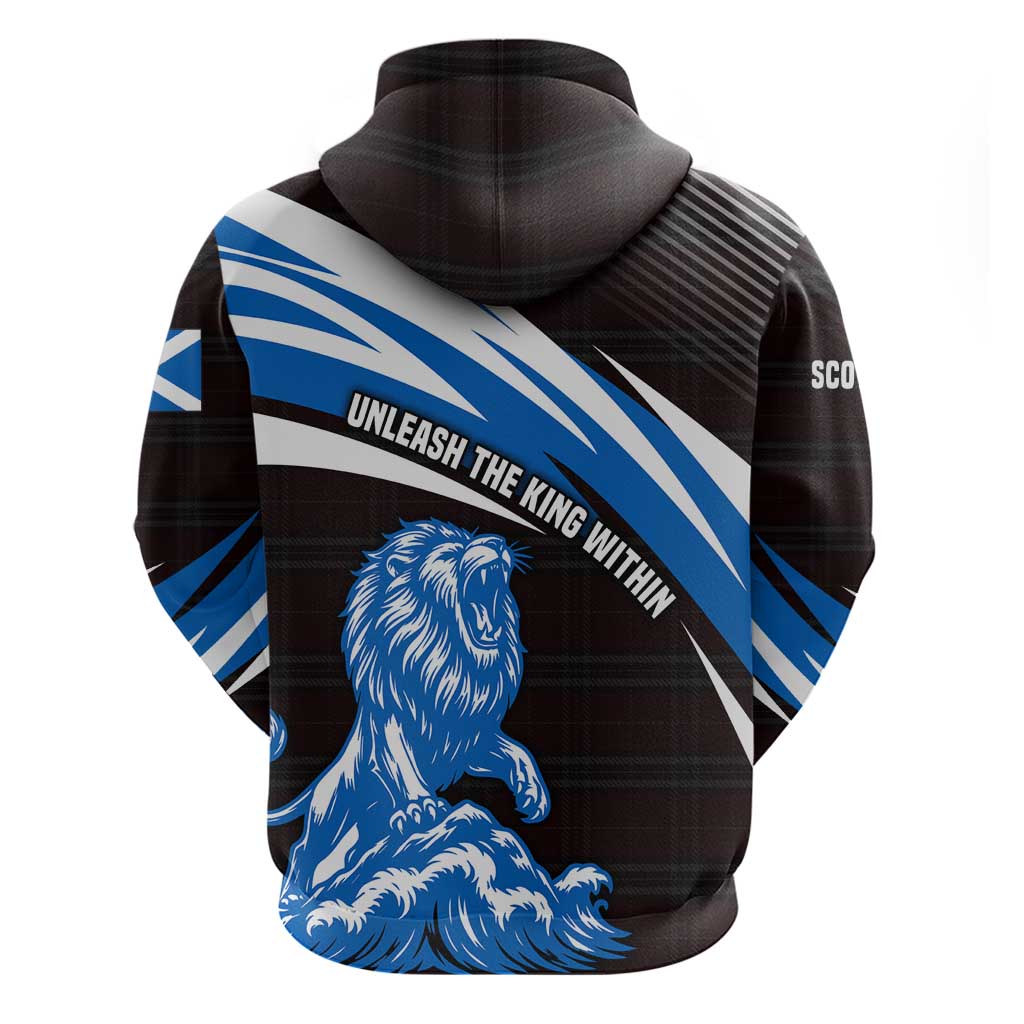 Scotland Lion Hoodie with Blue and White Saltire and Tartan Pattern TS04