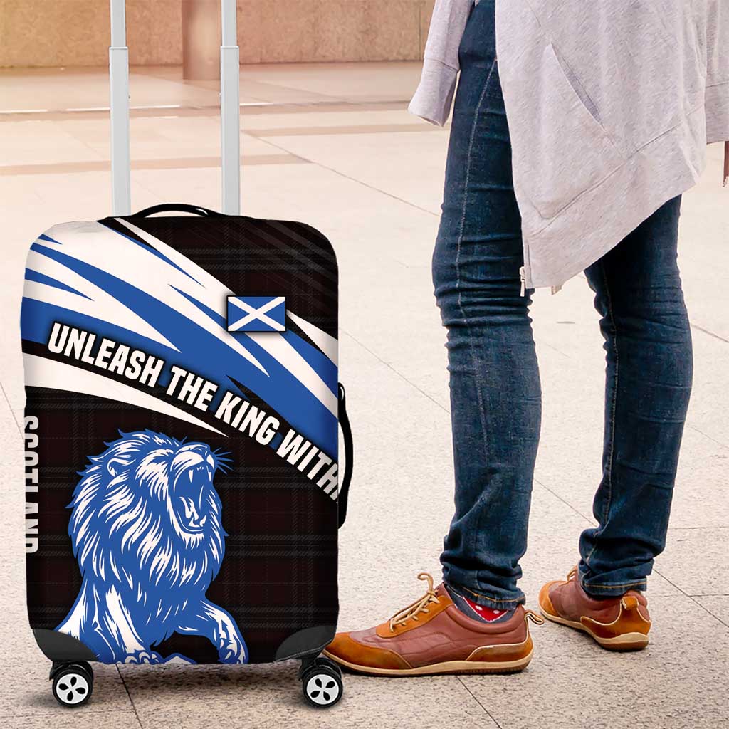 Scotland Lion Luggage Cover with Blue and White Saltire and Tartan Pattern TS04