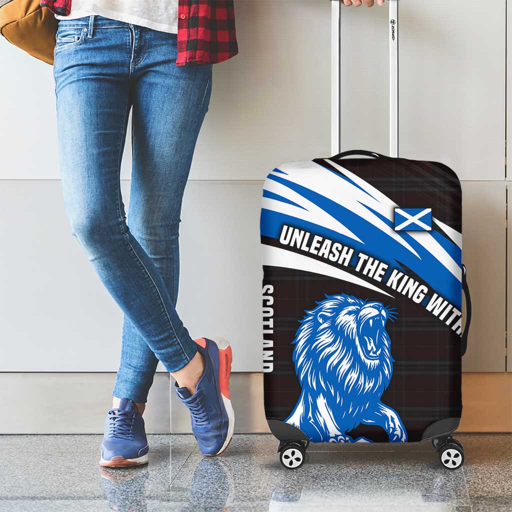 Scotland Lion Luggage Cover with Blue and White Saltire and Tartan Pattern TS04