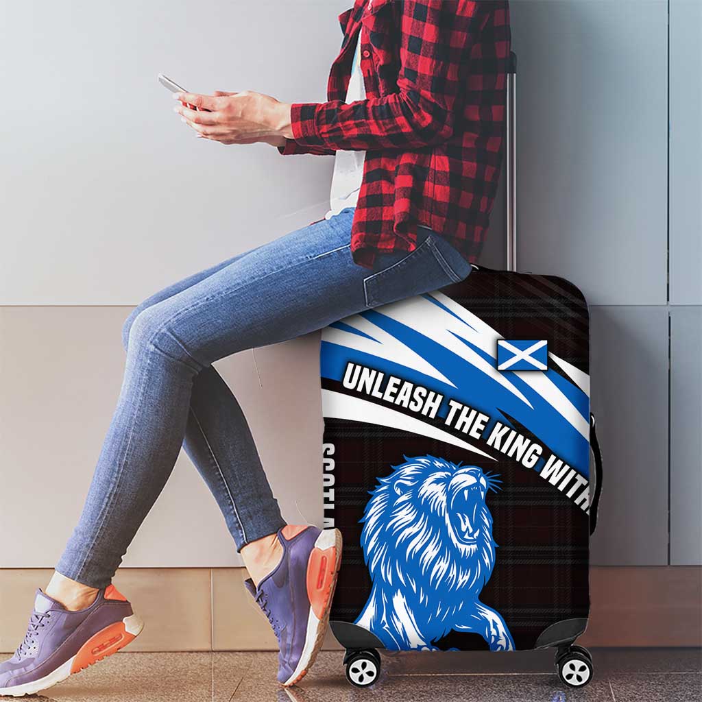 Scotland Lion Luggage Cover with Blue and White Saltire and Tartan Pattern TS04