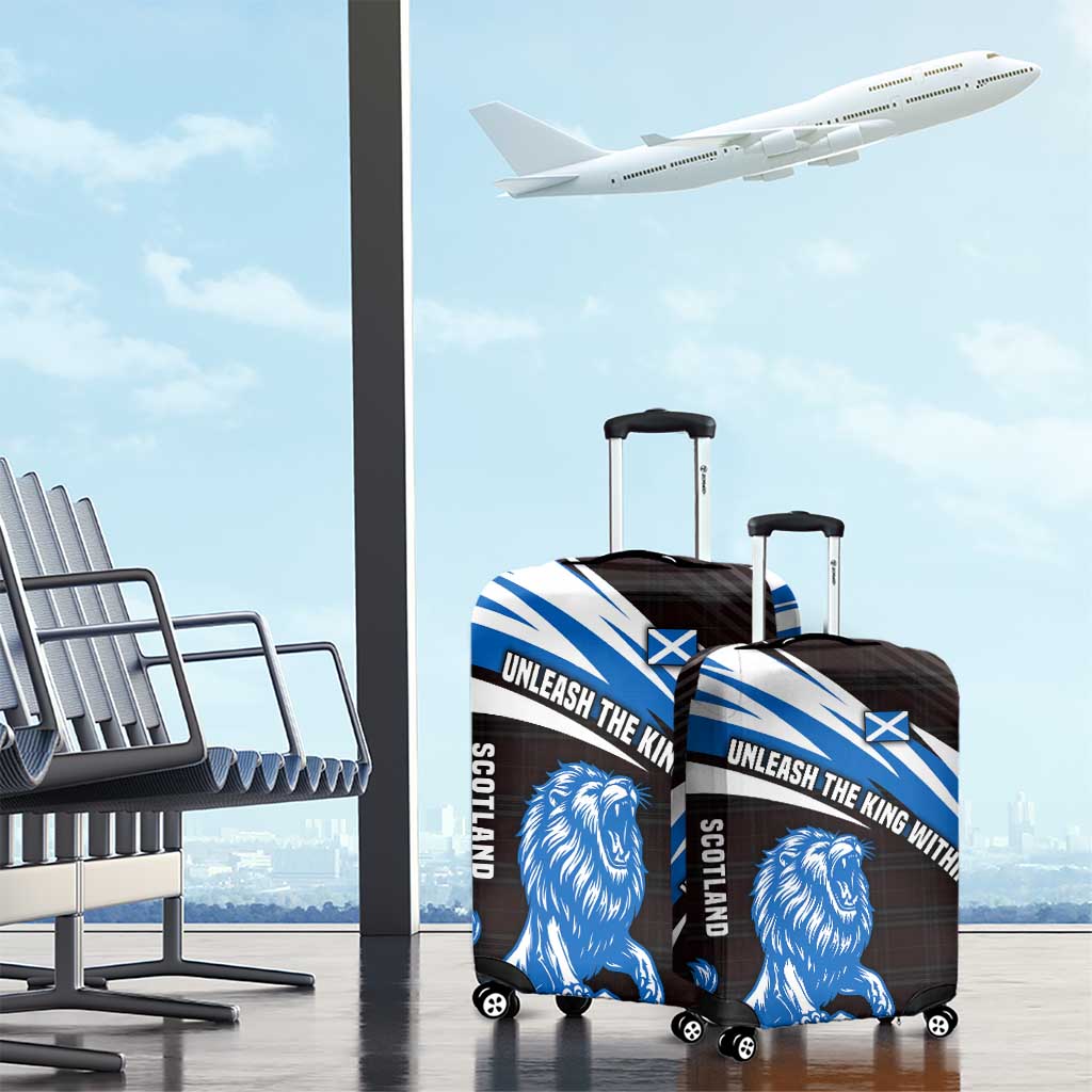 Scotland Lion Luggage Cover with Blue and White Saltire and Tartan Pattern TS04