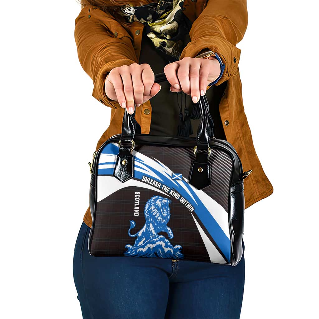 Scotland Lion Shoulder Handbag with Blue and White Saltire and Tartan Pattern TS04