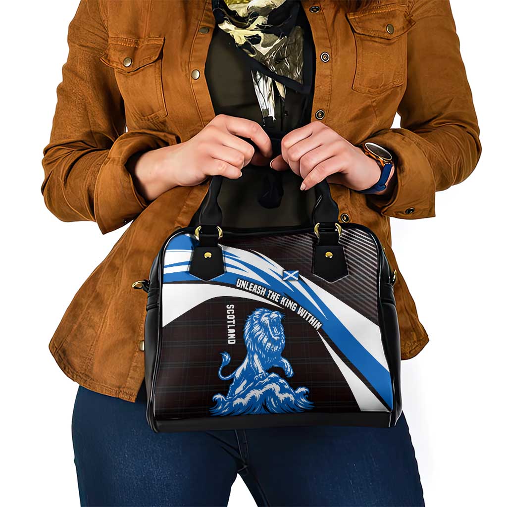 Scotland Lion Shoulder Handbag with Blue and White Saltire and Tartan Pattern TS04